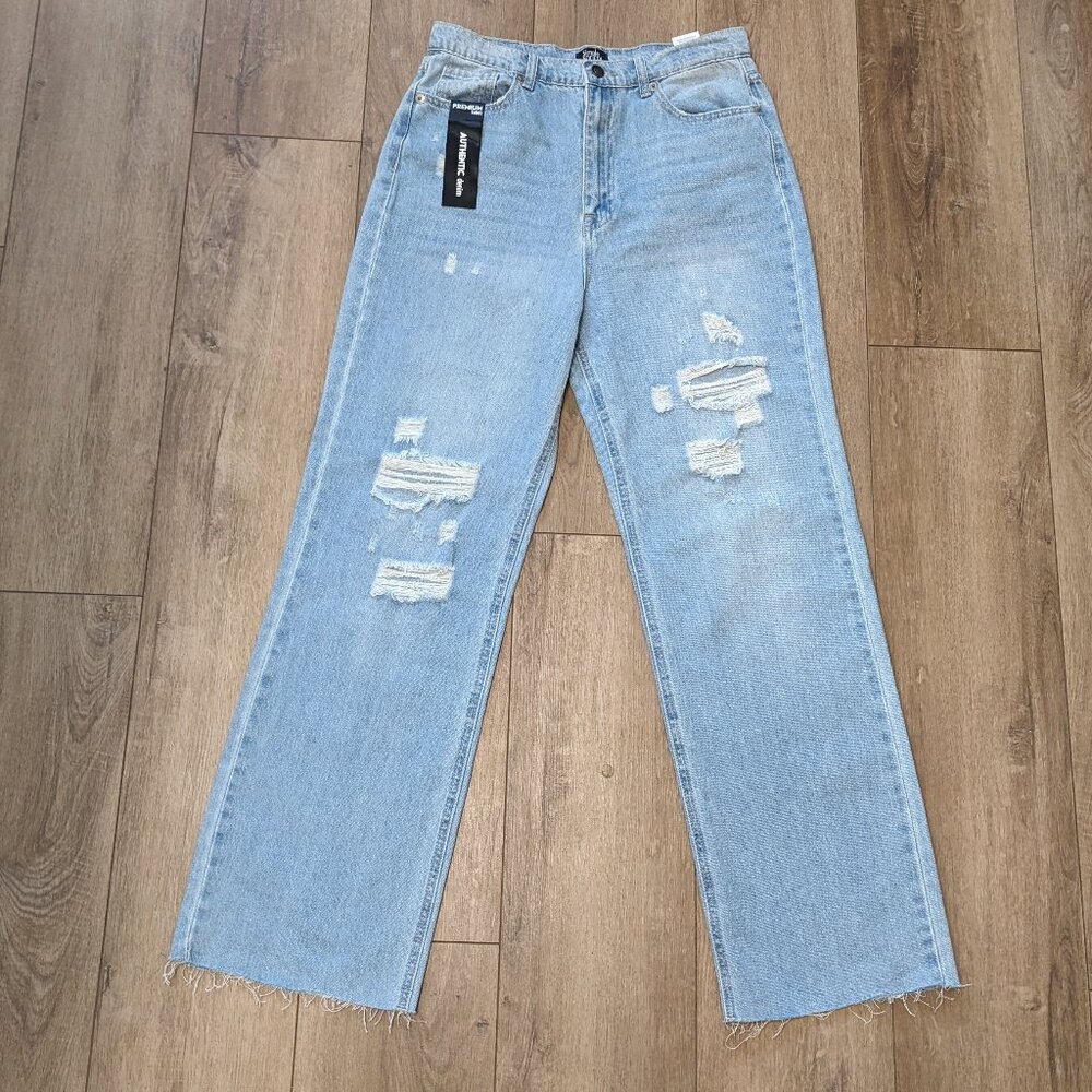 Simple Society Size 9/29 Distressed Jeans Light Wash Super High Rise